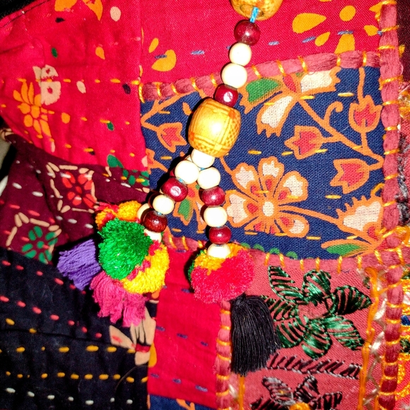 Made in India bag bohemian style patchwork open cargo design zip closure - Picture 6 of 8